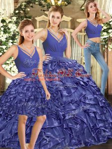 Adorable Floor Length Ball Gowns Sleeveless Lavender Sweet 16 Quinceanera Dress Brush Train Backless