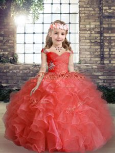 Custom Designed Sleeveless Beading Lace Up Kids Pageant Dress
