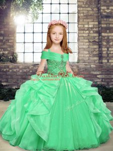 Sleeveless Beading and Ruffles Lace Up Little Girl Pageant Dress