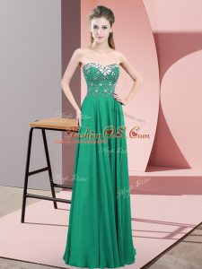 Floor Length Empire Sleeveless Turquoise Evening Dress Zipper