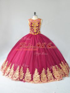 Sleeveless Lace Up Floor Length Appliques 15th Birthday Dress