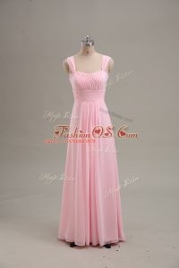 Extravagant Baby Pink Sleeveless Chiffon Zipper Party Dress for Girls for Prom and Party and Military Ball
