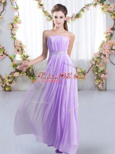 Lavender Sleeveless Sweep Train Beading Quinceanera Dama Dress