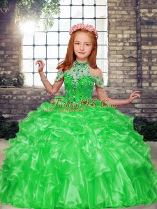 Fancy Sleeveless Beading Floor Length Kids Formal Wear