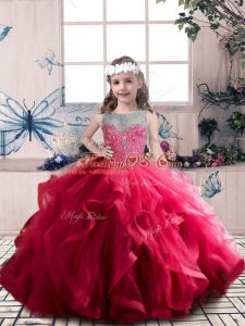 Glorious Sleeveless Beading and Ruffles Lace Up Little Girls Pageant Dress