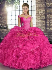 Best Selling Sleeveless Lace Up Floor Length Beading and Ruffles Sweet 16 Quinceanera Dress