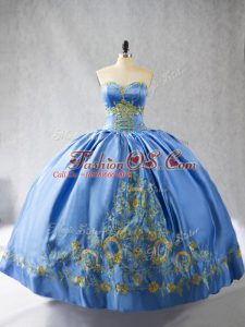 Custom Fit Ball Gowns Sleeveless Blue Quinceanera Dresses Side Zipper