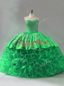 Spectacular Sleeveless Lace Up Embroidery and Ruffles Sweet 16 Quinceanera Dress