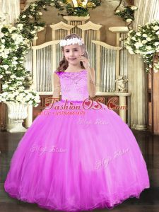Floor Length Lilac Kids Formal Wear Scoop Sleeveless Zipper
