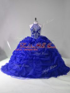 Organza Long Sleeves Ball Gown Prom Dress Court Train and Beading and Pick Ups