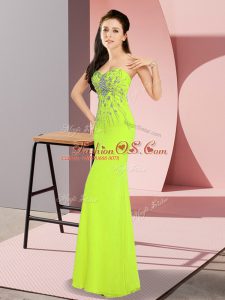 Chiffon Sweetheart Sleeveless Zipper Beading Military Ball Gown in Yellow Green