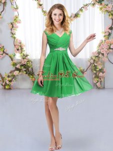 Gorgeous Sleeveless Mini Length Belt Zipper Court Dresses for Sweet 16 with Green
