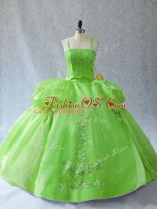 Modern Straps Sleeveless Lace Up 15th Birthday Dress Organza