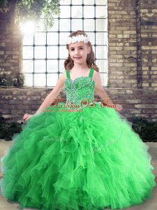 Sleeveless Floor Length Beading Lace Up Pageant Dress Womens