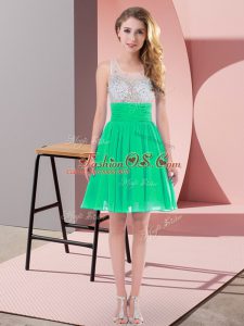 Turquoise Scoop Side Zipper Beading Quinceanera Court of Honor Dress Sleeveless