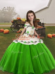 Affordable Green Sleeveless Organza Lace Up Little Girl Pageant Gowns