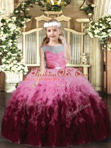 Perfect Pageant Gowns For Girls Multi-color Scoop Tulle Sleeveless Floor Length Backless