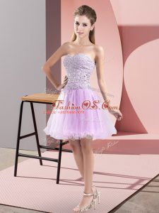 Affordable Lavender Sleeveless Tulle Zipper Dress for Prom for Prom and Party