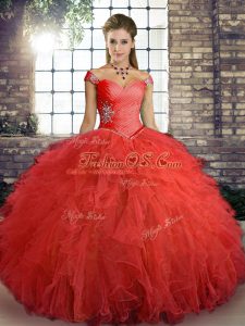 Fabulous Sleeveless Lace Up Floor Length Beading and Ruffles 15 Quinceanera Dress