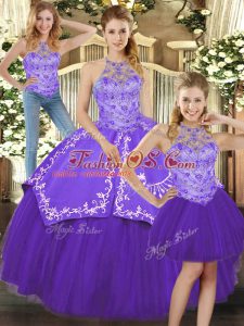 Customized Sleeveless Beading and Embroidery Lace Up Sweet 16 Dresses