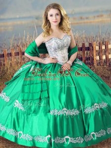 Perfect Turquoise Sleeveless Satin Lace Up Sweet 16 Quinceanera Dress for Sweet 16 and Quinceanera