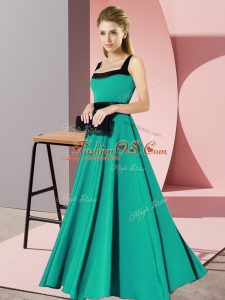 Turquoise Square Neckline Belt Court Dresses for Sweet 16 Sleeveless Zipper