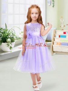 Low Price Lavender Zipper Scoop Sequins and Hand Made Flower Flower Girl Dresses for Less Organza Sleeveless