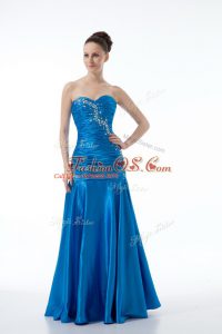 New Style Floor Length Mermaid Sleeveless Blue Homecoming Gowns Zipper