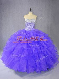 Romantic Organza Sleeveless Floor Length Vestidos de Quinceanera and Ruffles