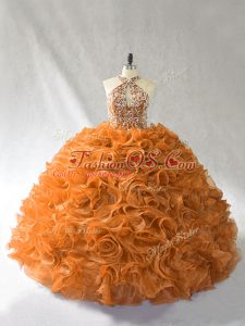 Edgy Sleeveless Brush Train Beading and Ruffles Lace Up Quinceanera Gowns
