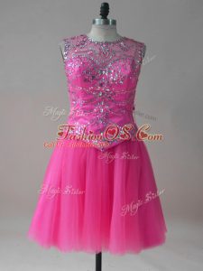 Superior Sleeveless Lace Up Mini Length Beading Military Ball Gown