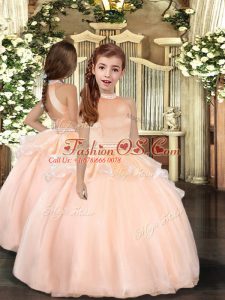 New Style Halter Top Sleeveless Organza Little Girls Pageant Gowns Beading Backless