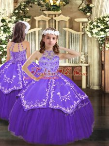 Top Selling Tulle Sleeveless Floor Length Little Girls Pageant Dress Wholesale and Beading and Embroidery