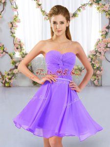 Sweetheart Sleeveless Chiffon Quinceanera Dama Dress Ruching Lace Up