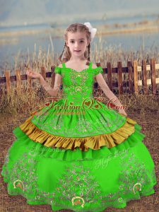 Fashionable Sleeveless Floor Length Beading and Embroidery Lace Up Custom Made Pageant Dress with