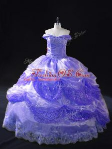 Best Selling Off The Shoulder Sleeveless Organza 15 Quinceanera Dress Beading and Pick Ups Lace Up