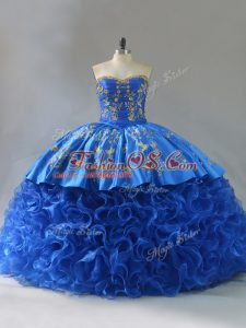 Sweetheart Sleeveless Fabric With Rolling Flowers Ball Gown Prom Dress Embroidery and Ruffles Lace Up