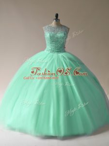 Affordable Apple Green Sleeveless Beading Floor Length Ball Gown Prom Dress