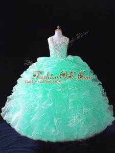 Straps Sleeveless Organza Little Girls Pageant Dress Wholesale Beading and Ruffles and Pick Ups Zipper