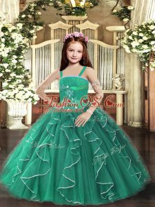 Dazzling Sleeveless Lace Up Floor Length Beading and Ruffles Kids Formal Wear