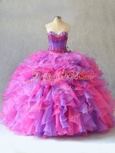 Charming Sweetheart Sleeveless Lace Up Quinceanera Dresses Multi-color Organza