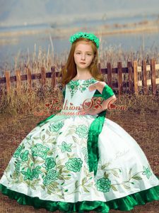 Sleeveless Embroidery Lace Up Little Girls Pageant Dress