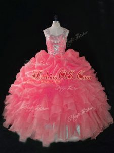 Cute Sleeveless Zipper Beading and Ruffles and Pick Ups Ball Gown Prom Dress
