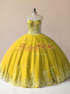 Charming Olive Green Lace Up Vestidos de Quinceanera Embroidery Sleeveless Floor Length