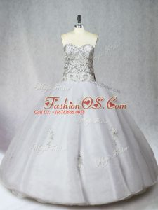 Amazing White Ball Gowns Beading Sweet 16 Quinceanera Dress Zipper Organza Sleeveless Floor Length