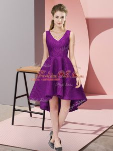 Most Popular Purple Sleeveless Lace Zipper Wedding Guest Dresses for Wedding Party