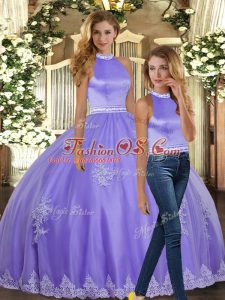 Floor Length Ball Gowns Sleeveless Lavender 15 Quinceanera Dress Backless