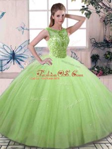 Custom Designed Lace Up Quinceanera Gown Beading Sleeveless Floor Length