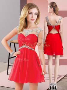 Great Sleeveless Backless Mini Length Beading Club Wear