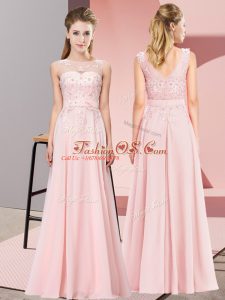 On Sale Floor Length Baby Pink Court Dresses for Sweet 16 Scoop Sleeveless Zipper